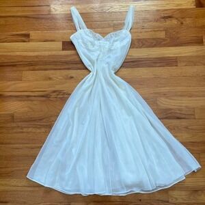 Vintage 50s 60s Slip Dress Lace Wounded Size XS Bridal Coquette Pinup Ballerina